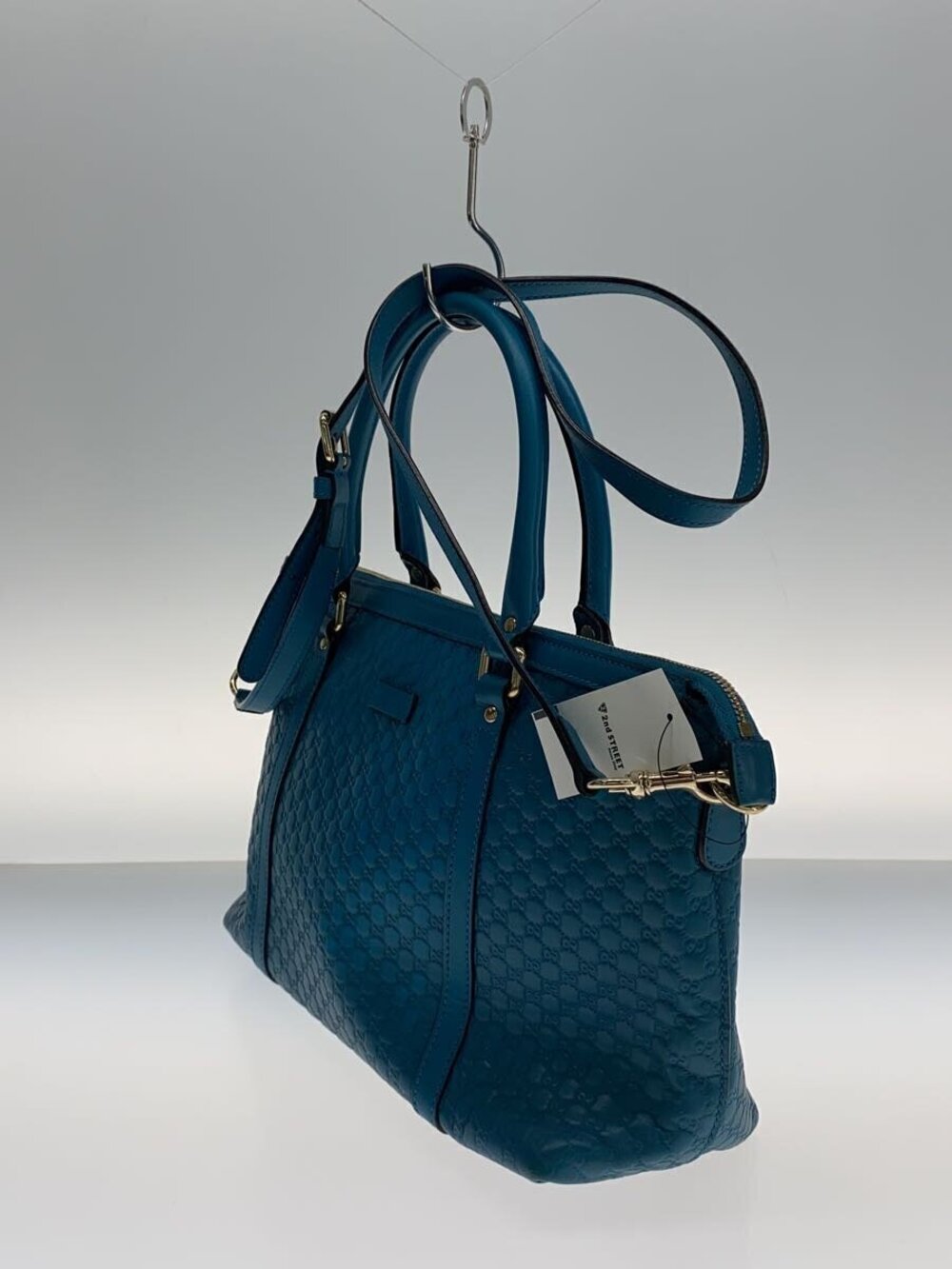 Gucci Blue Microssima Handbag Leather Blue